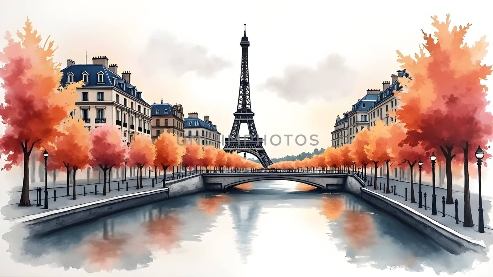 Paris in France watercolor art