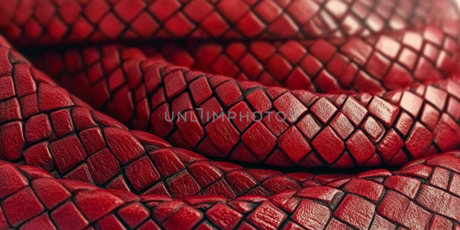 Rolled Up Circles Red Leather Cord Like Snake Scales .Background