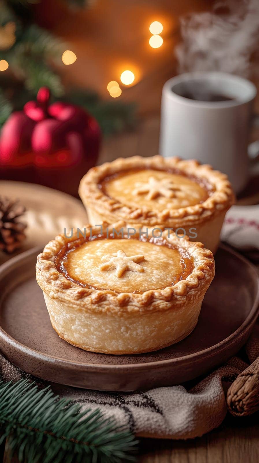 Freshly baked pies with filling. AI generative.