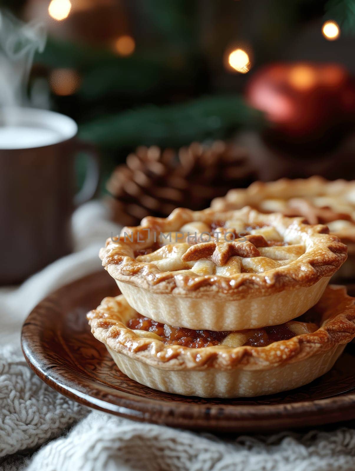 Freshly baked pies with filling. AI generative.