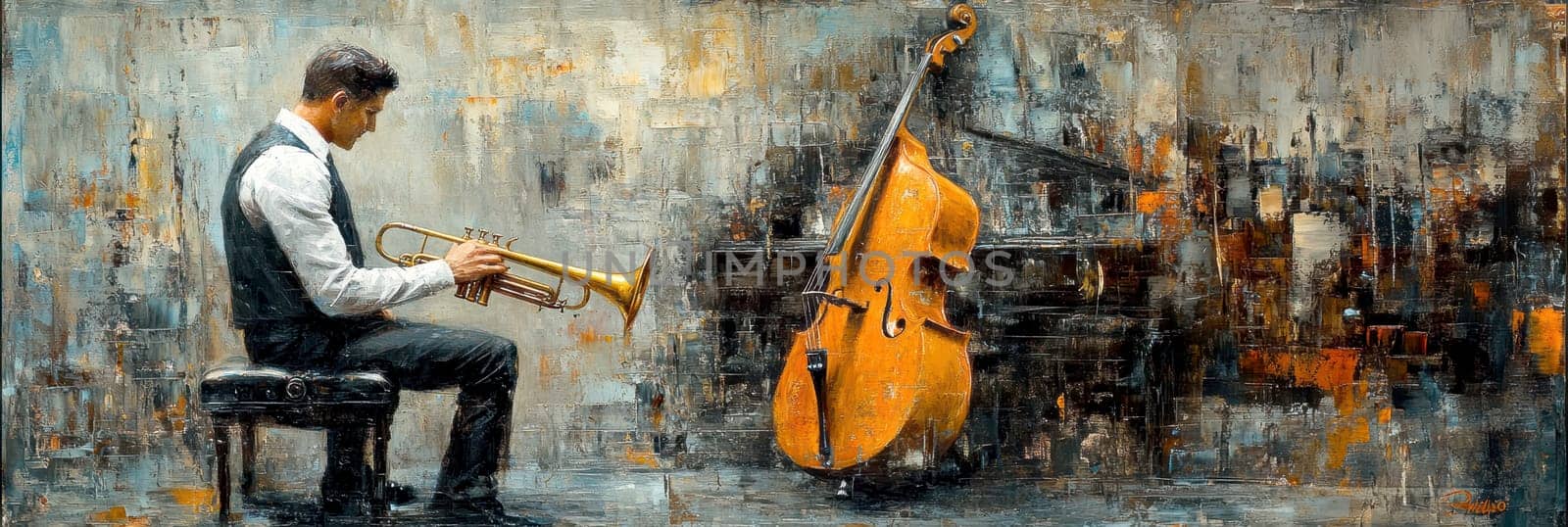 a jazz bar stage. AI generative.