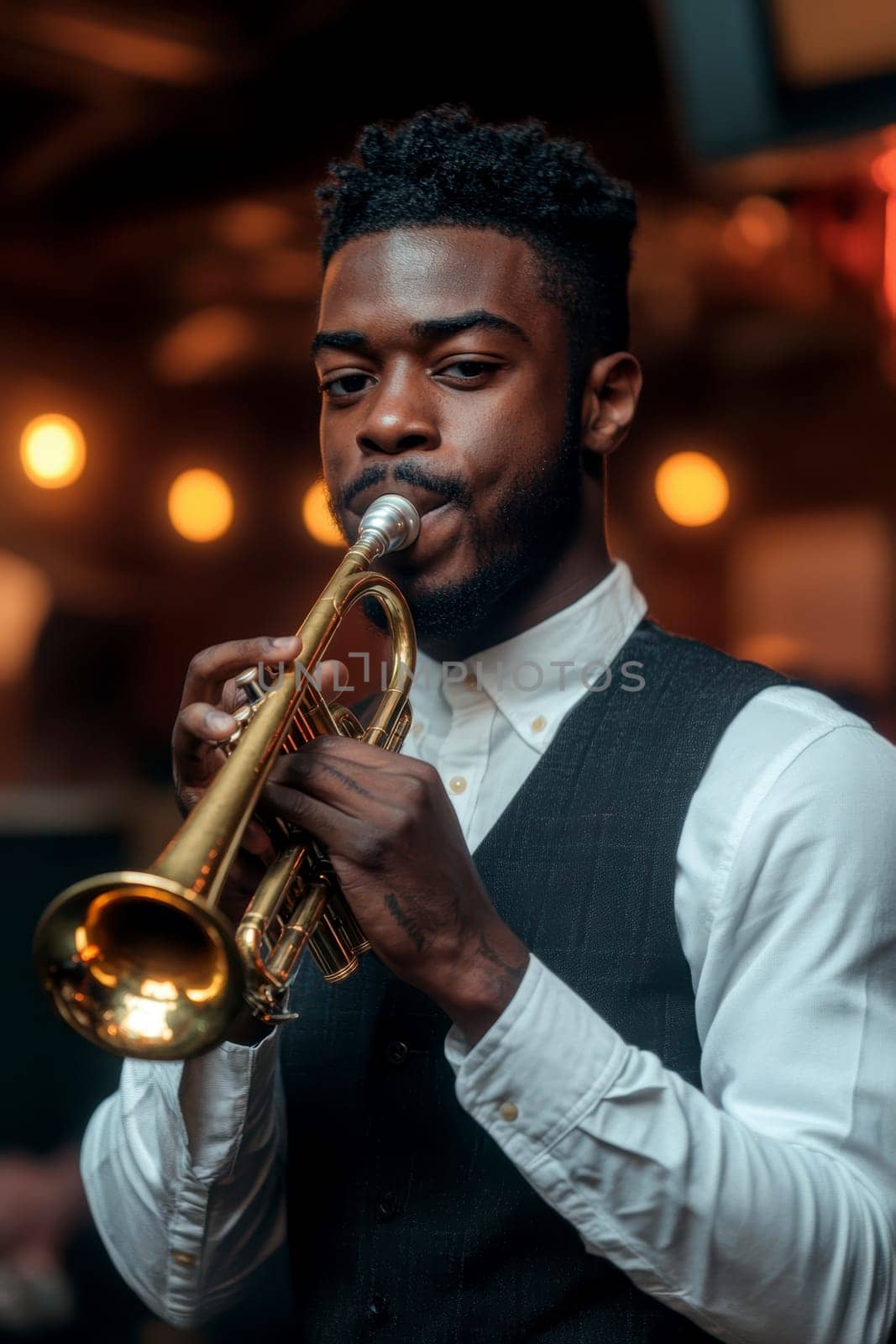 a jazz bar stage. AI generative.