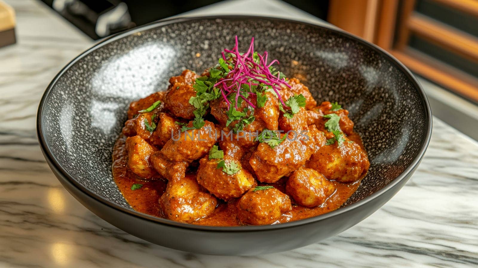 Chicken Masala dish. AI generative.