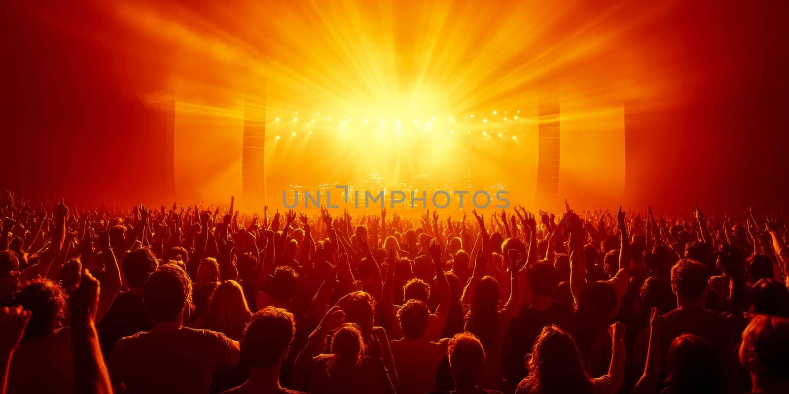 rock concert taking place in a small, intimate concert hall. AI generative.