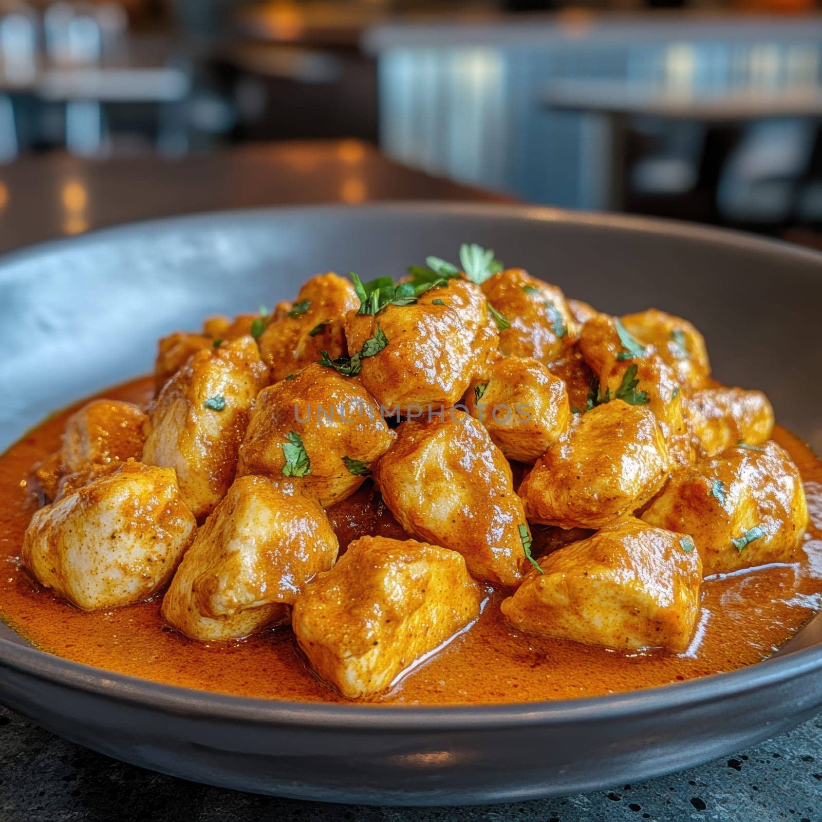 Chicken Masala dish. AI generative.