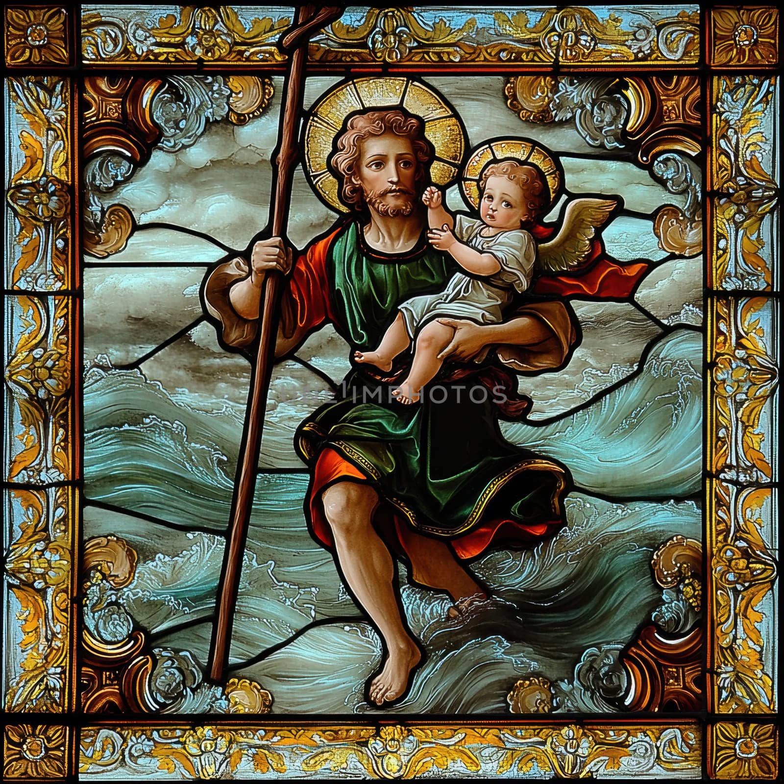 St. Christopher. AI generative.