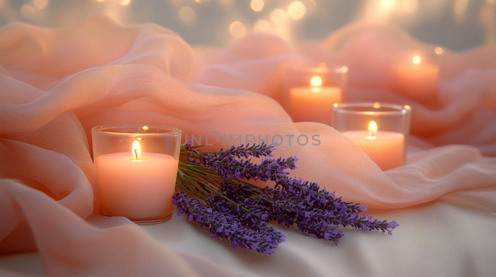 romantic setting featuring sprigs of lavender. AI generative.