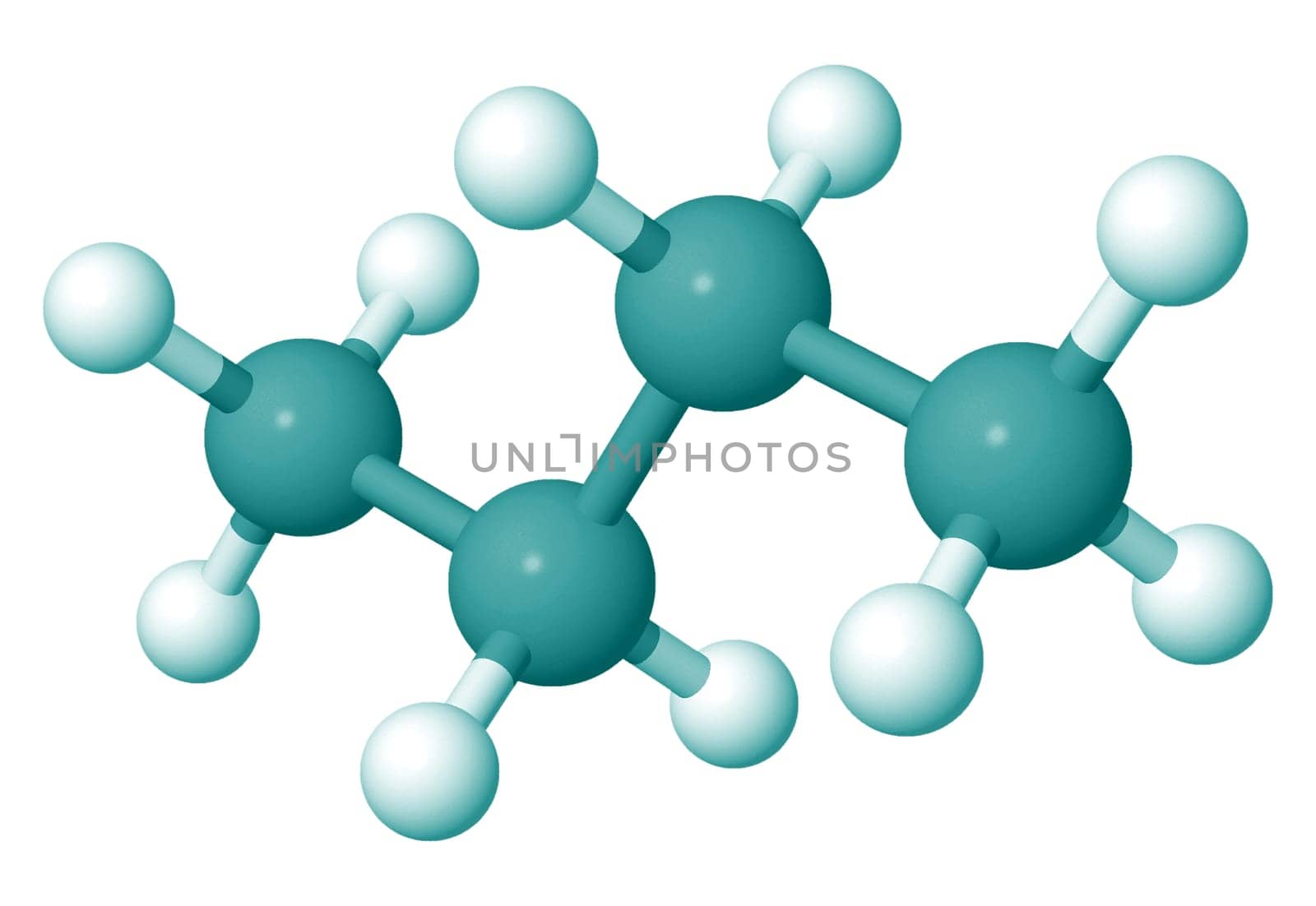 butane 3D molecule model isolated over white background