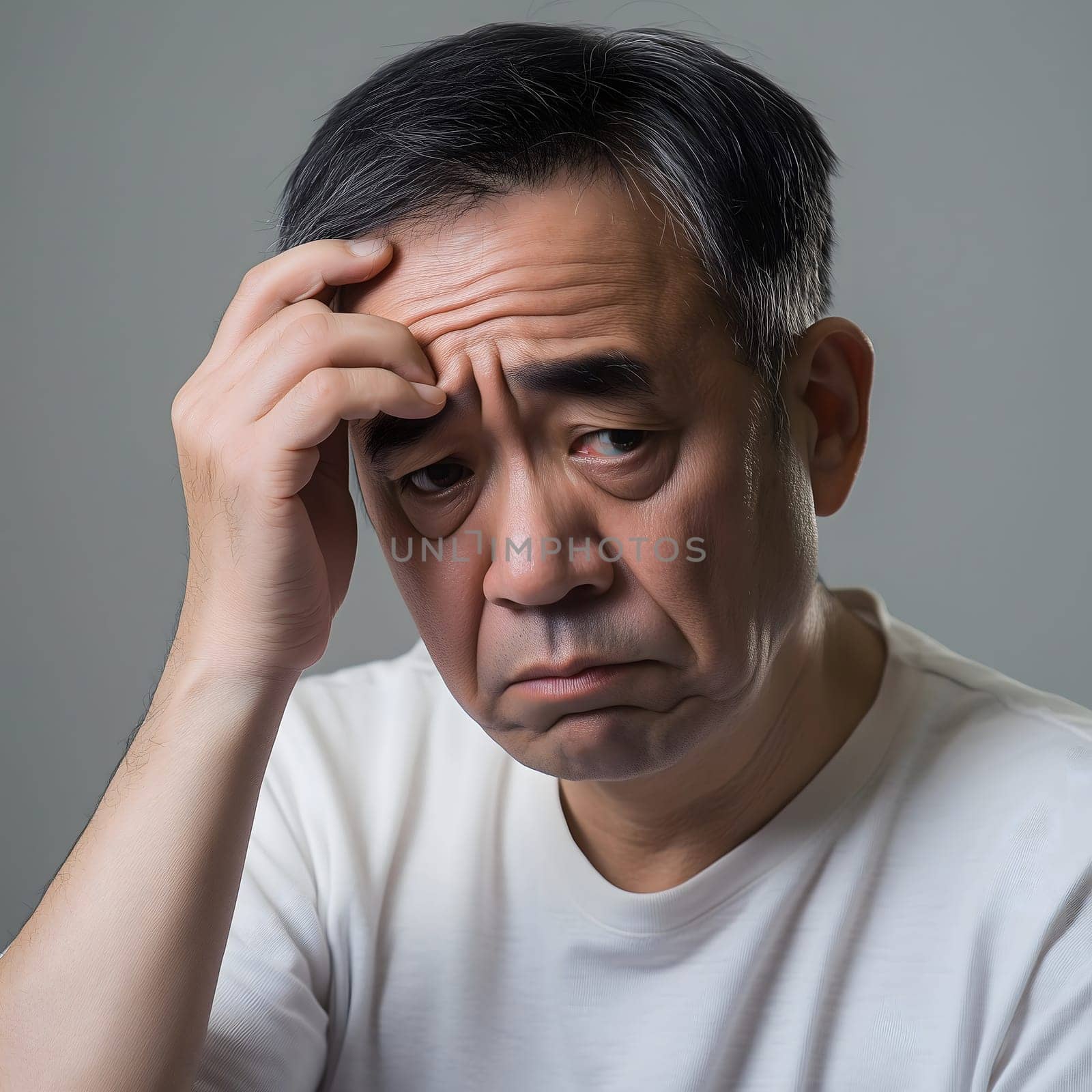 Worried unhappy Asian Man. Male Worry .Thoughtful expression Guy