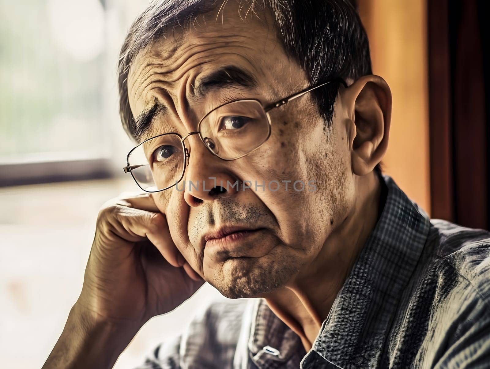 Worried unhappy Asian Man. Male Worry .Thoughtful expression Guy
