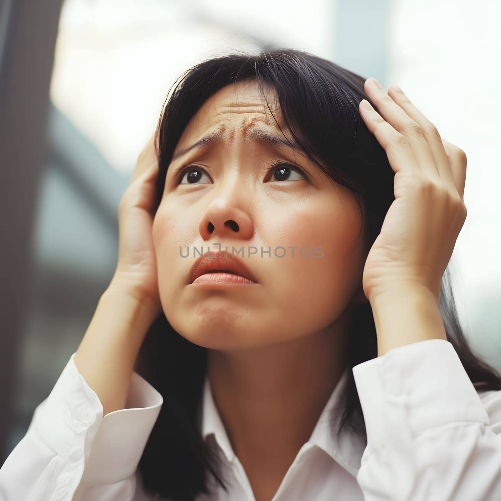 Worried sad Asian Woman. Female Worry .Thoughtful expression Women