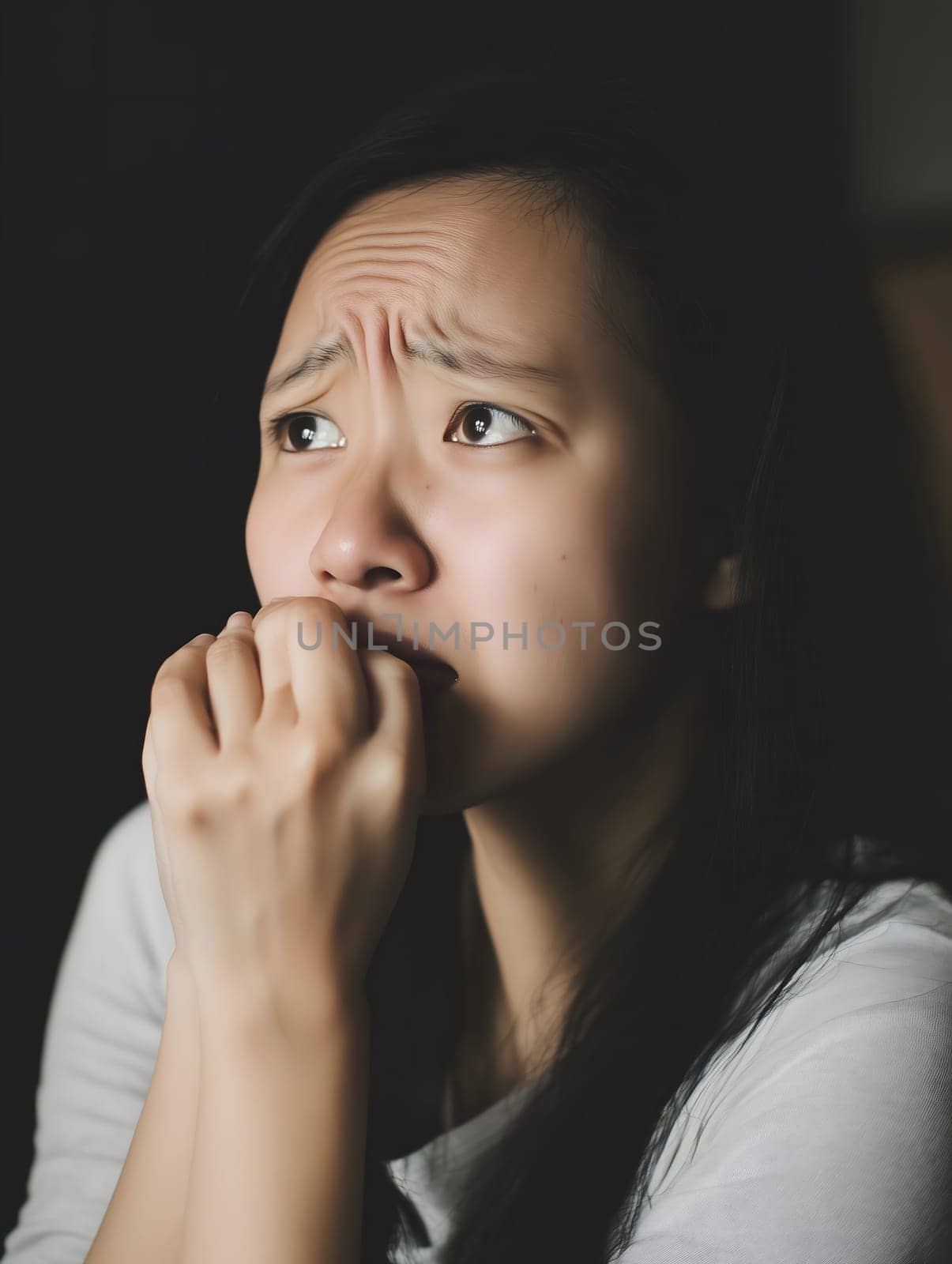 Worried sad Asian Woman. Female Worry .Thoughtful expression Women