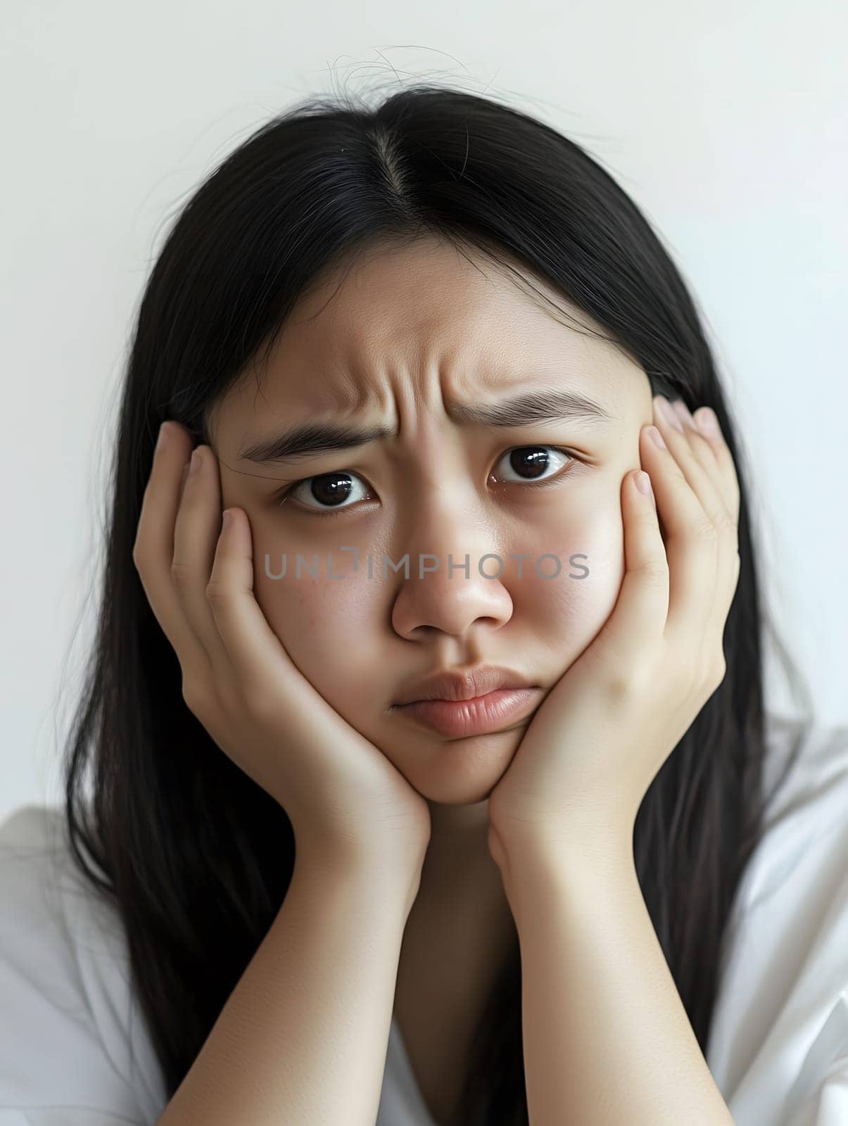 Worried sad Asian Woman. Female Worry .Thoughtful expression Women