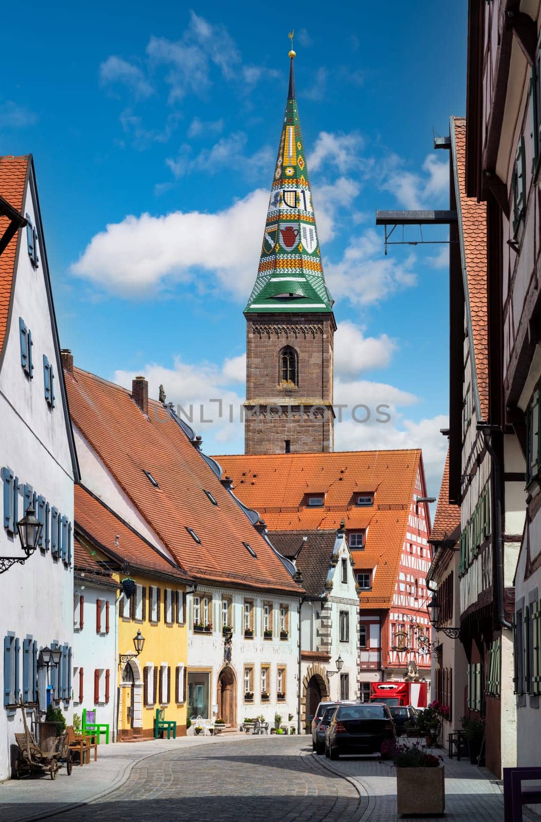 Church in the historic old town of Wolframs-Eschenbach (Franconia, Germany)