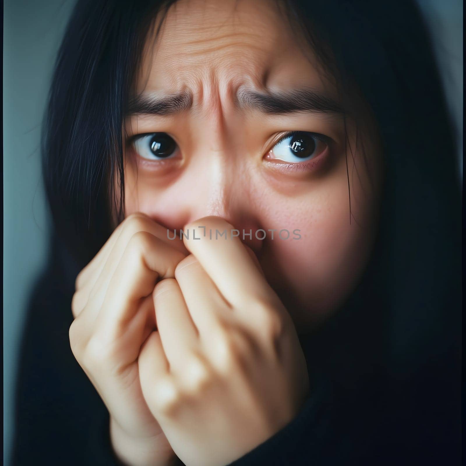 Worried sad Asian Woman. Female Worry .Thoughtful expression Women