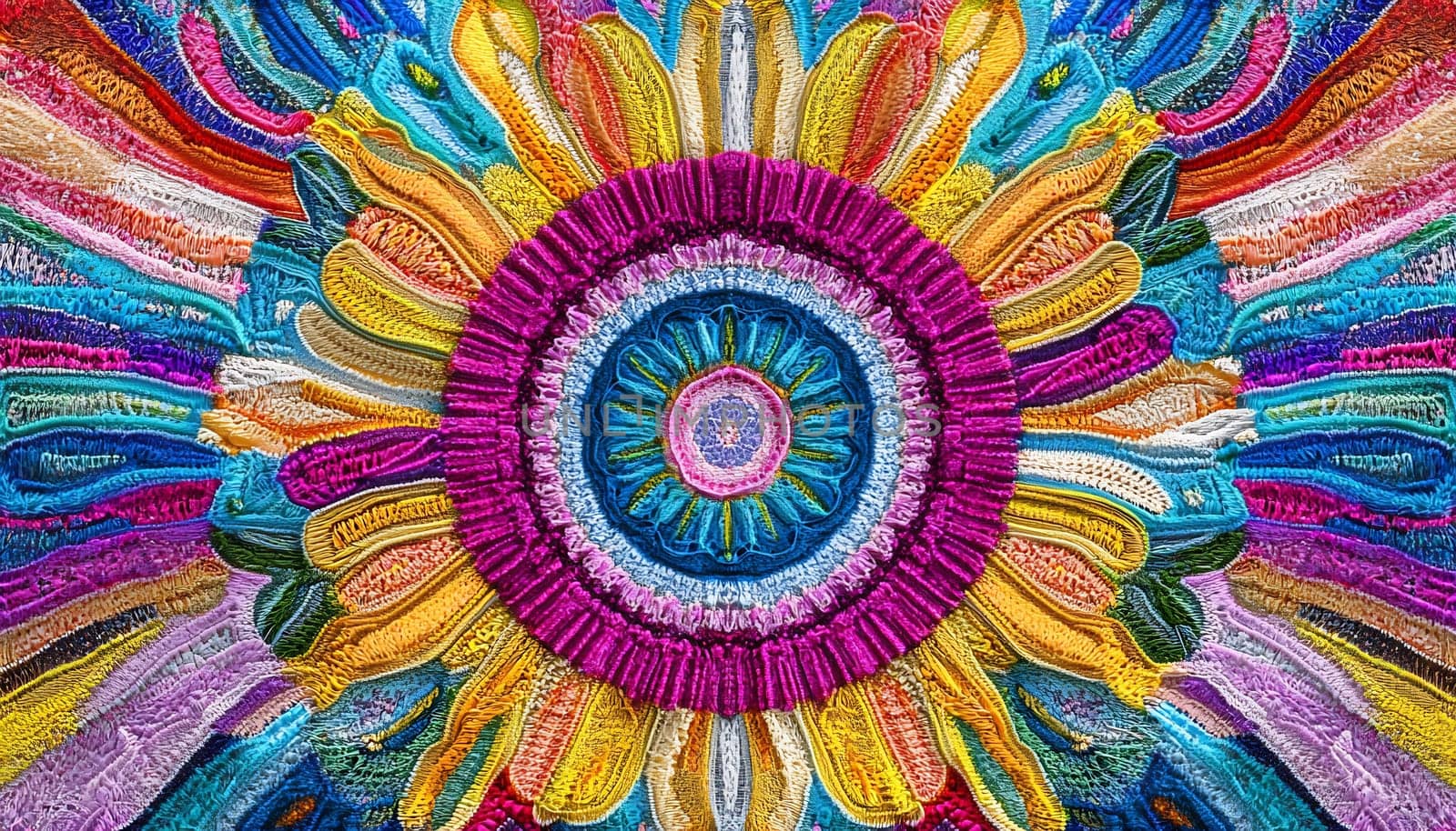 Colorful embroidery displays intricate floral designs with various hues, reflecting craftsmanship and artistic expression in textile art.