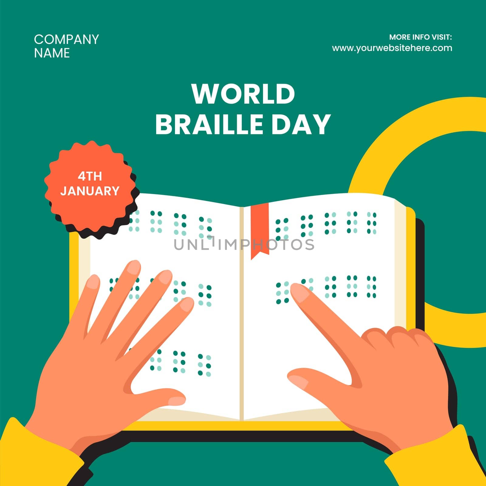 Social Media Template Illustration for Celebrating World Braille Day Illustration