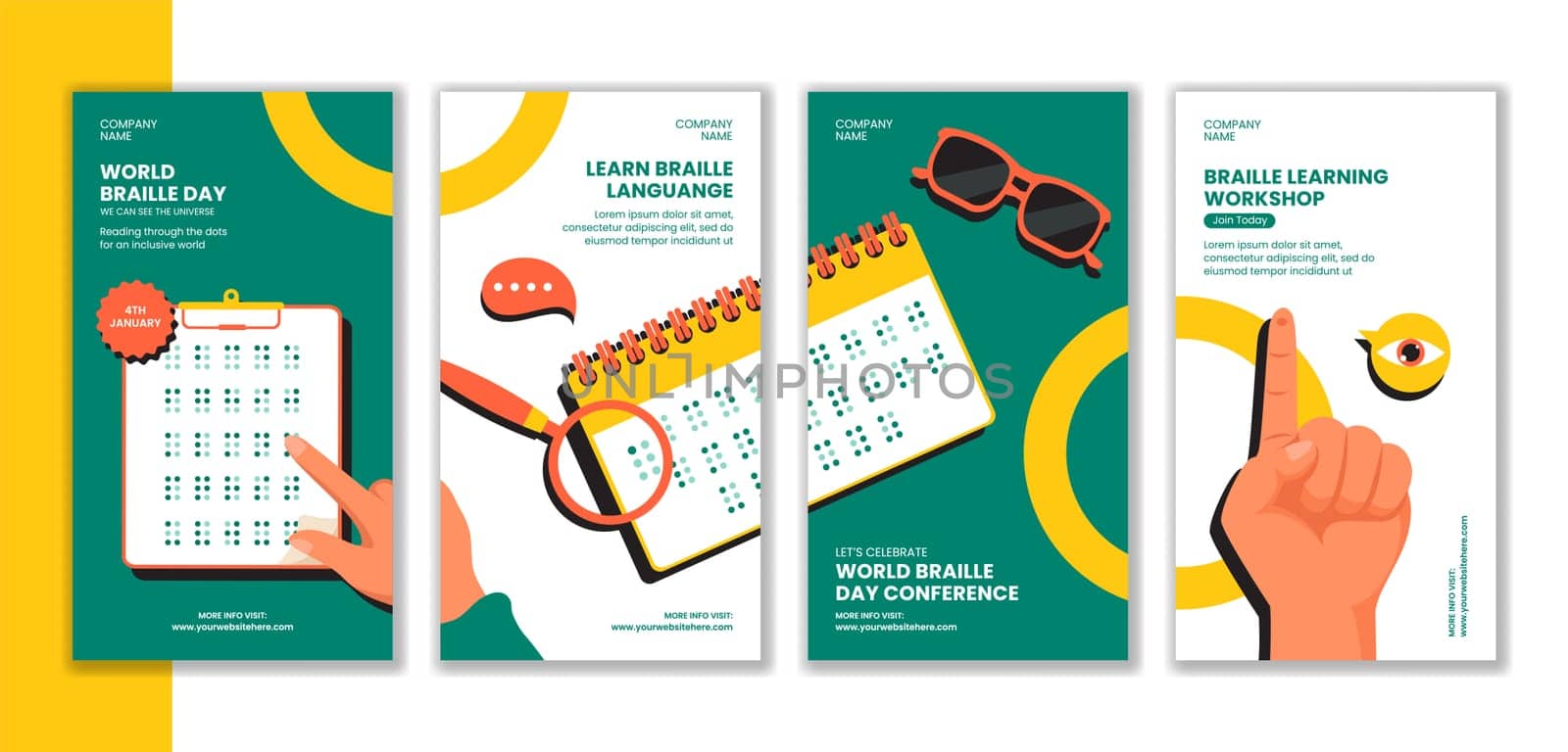 Hand-Drawn Background Illustration for World Braille Day Social Media Stories