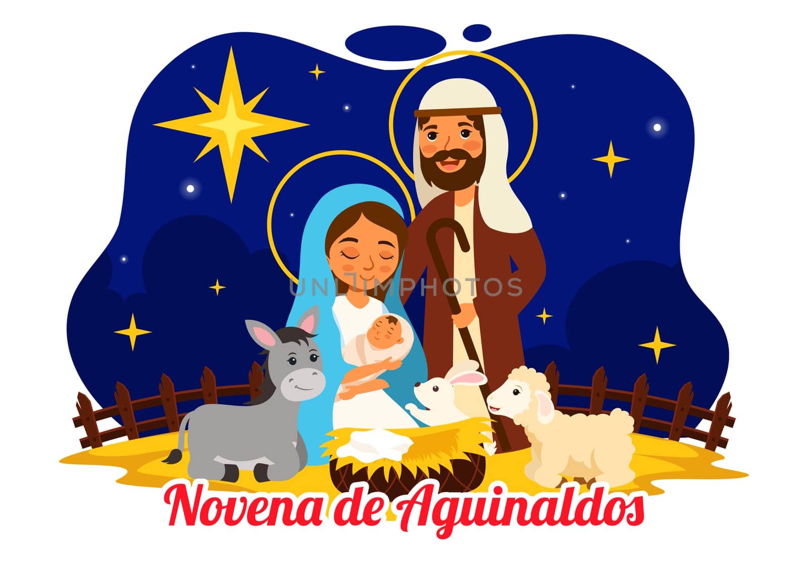 Novena de Aguinaldos Vector Illustration featuring a Holiday Tradition in Colombia, Celebrating Family Gatherings at Christmas in a Flat Background
