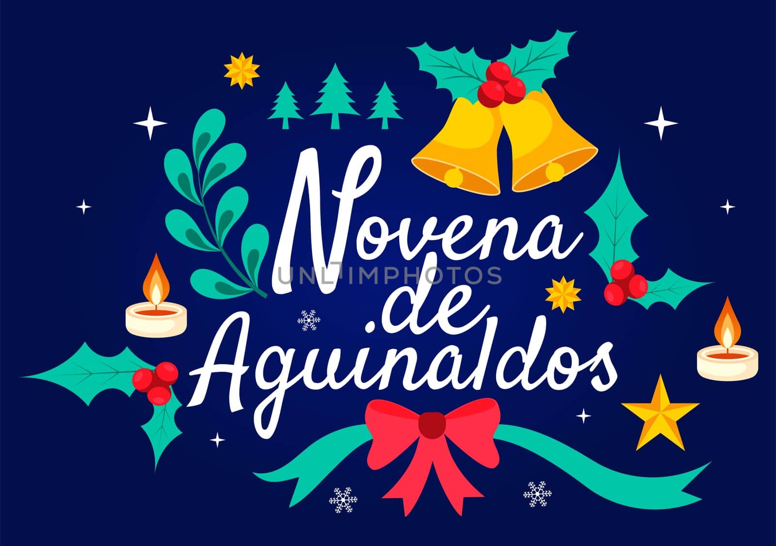 Novena de Aguinaldos Vector Illustration featuring a Holiday Tradition in Colombia, Celebrating Family Gatherings at Christmas in a Flat Background