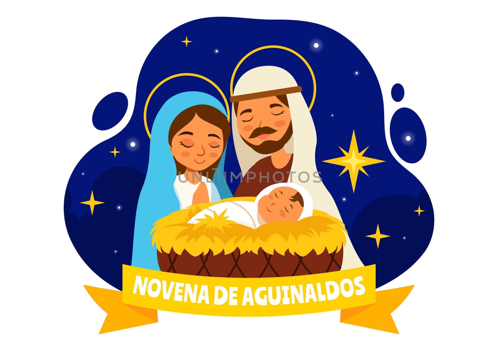 Novena de Aguinaldos Vector Illustration featuring a Holiday Tradition in Colombia, Celebrating Family Gatherings at Christmas in a Flat Background