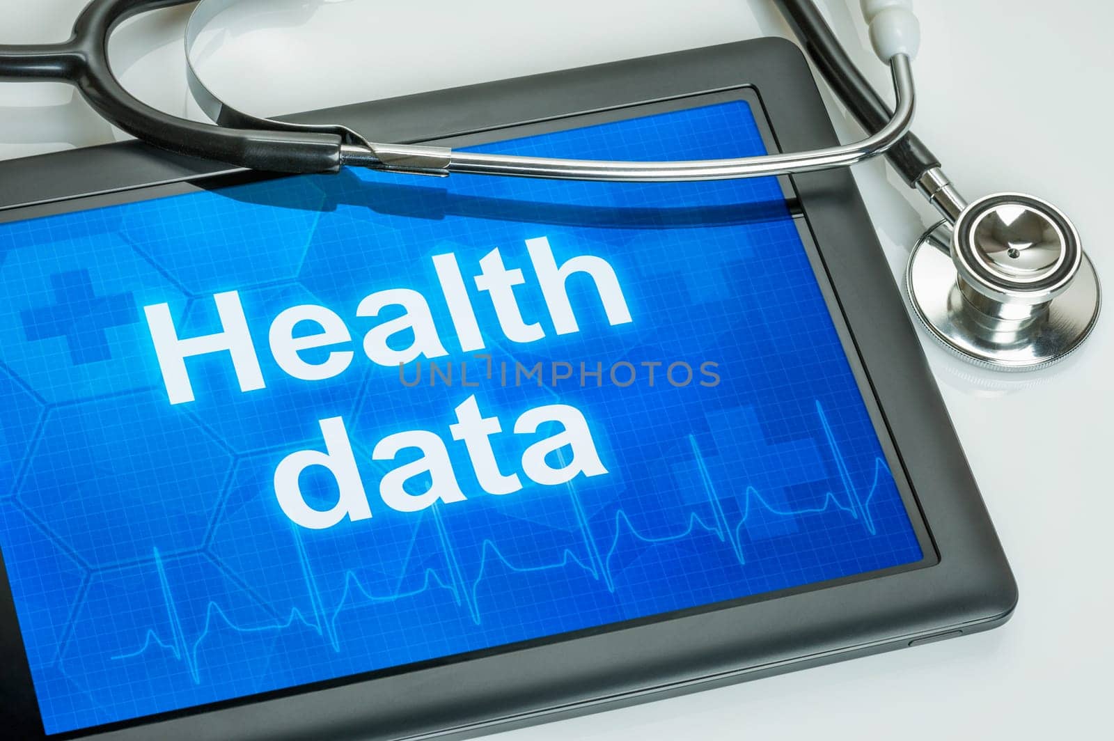 Tablet with the text Health data on the display