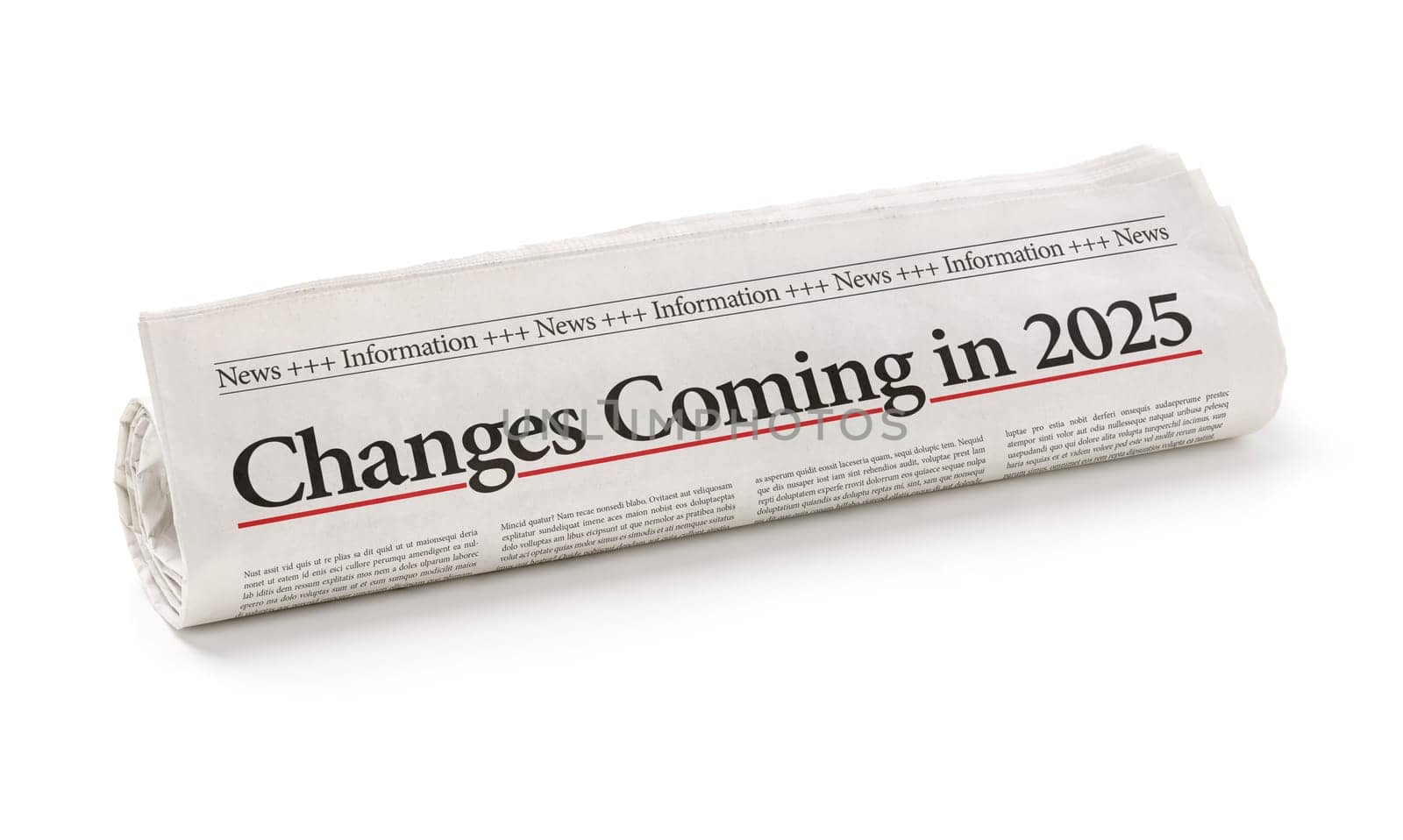 Rolled newspaper with the headline Changes coming in 2025