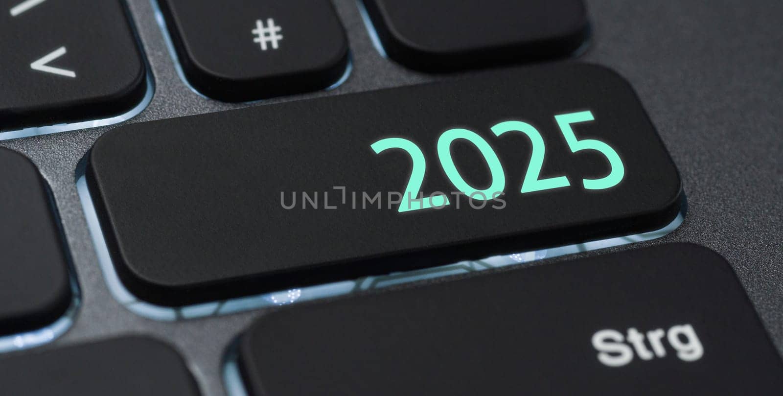 A keyboard with a illuminated button - 2025