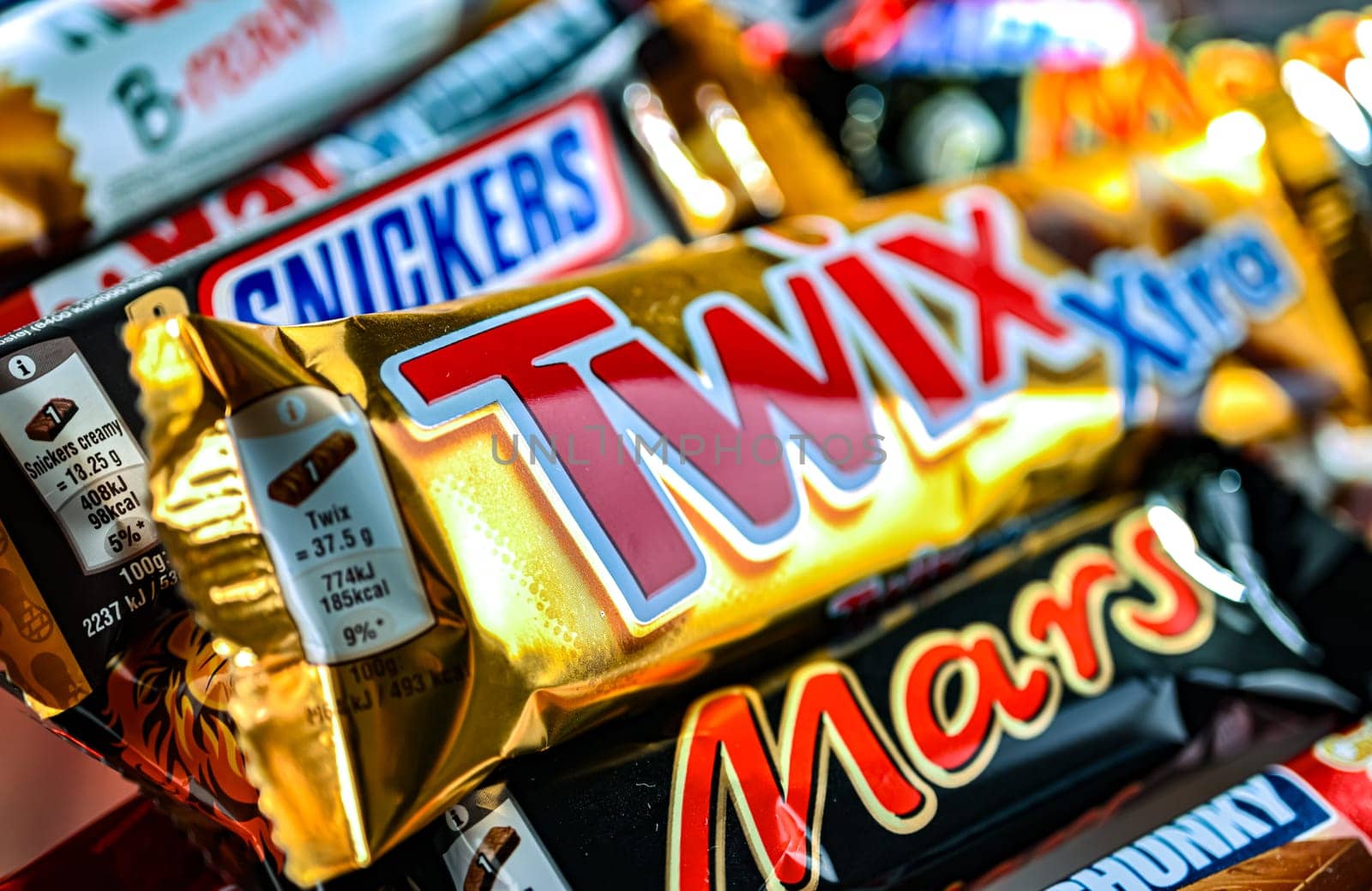POZNAN, POL - NOV 20, 2024: Variety of popular brands of confectionery products