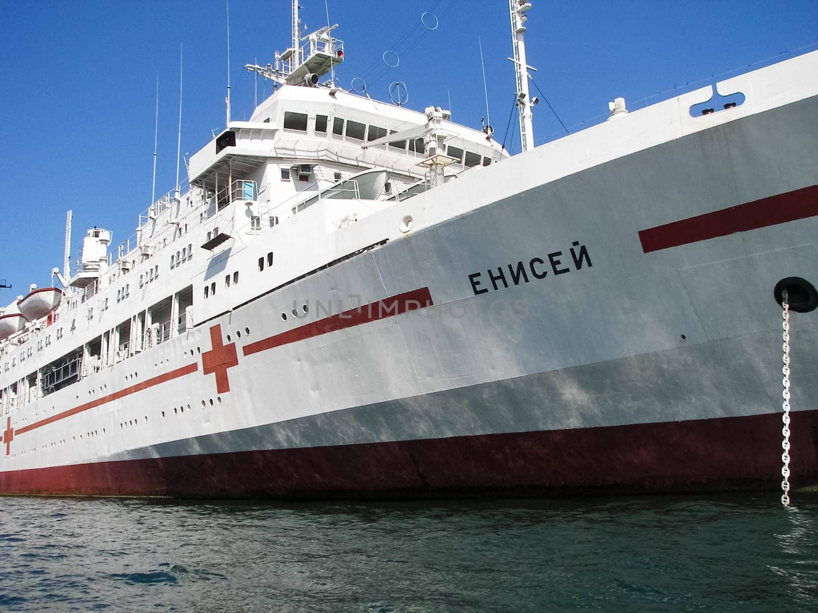 Republic of Crimea, Sevastopol - July 28, 2019: Hospital ship Yenisei, Black Sea Fleet.