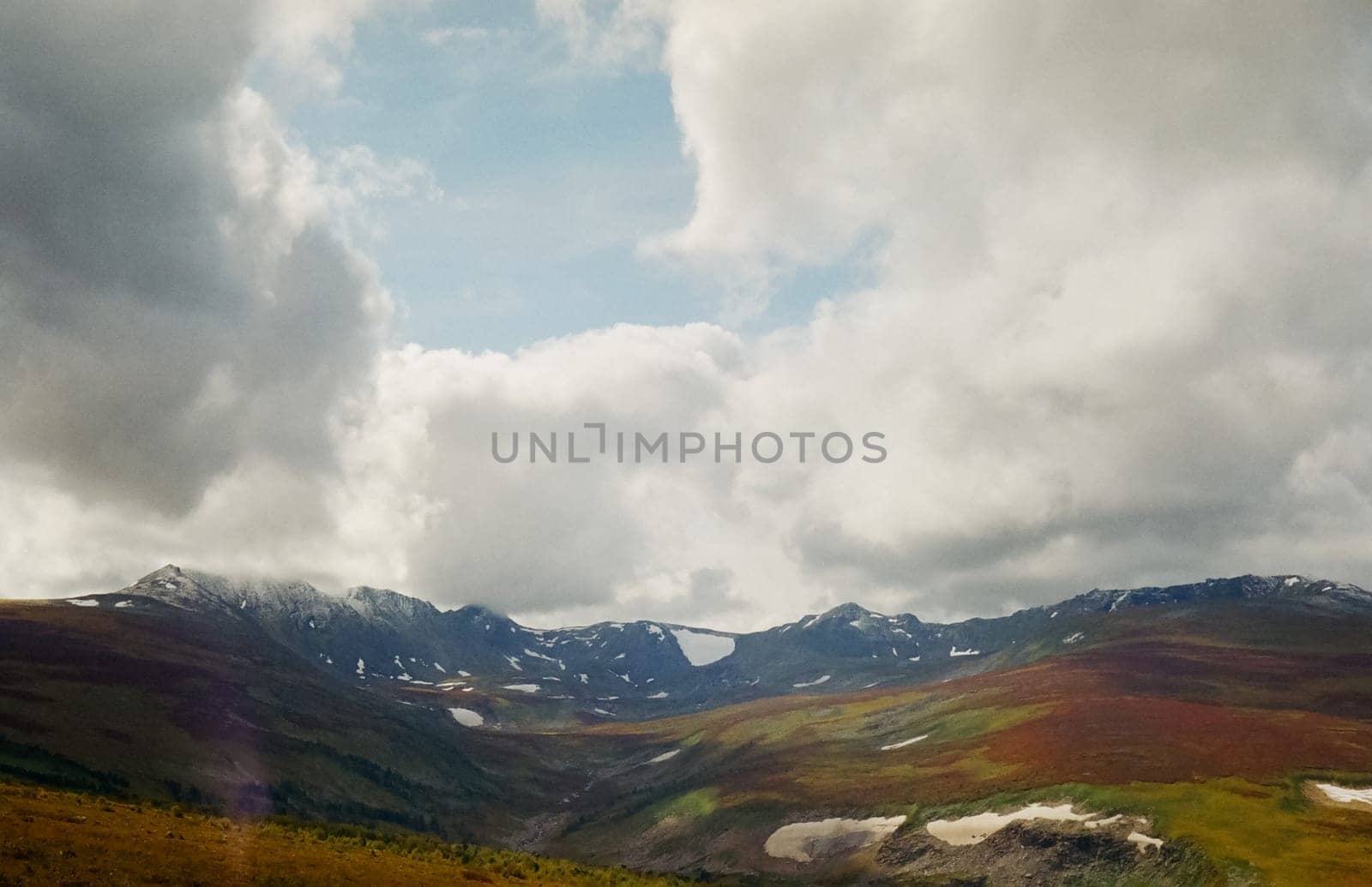 Altai landscape mountains and clouds. Nature is altai.