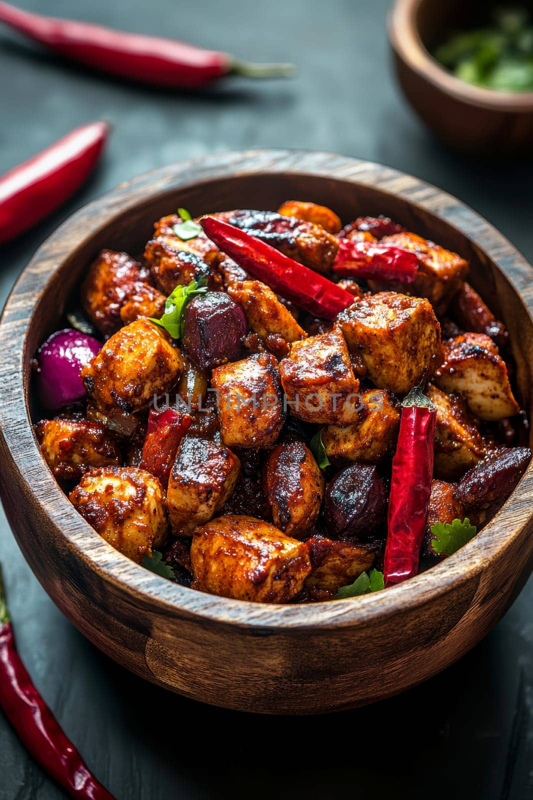 Chicken Masala dish. AI generative.