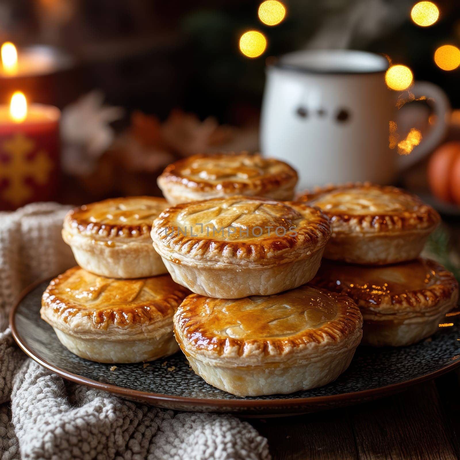 Freshly baked pies with filling. AI generative.