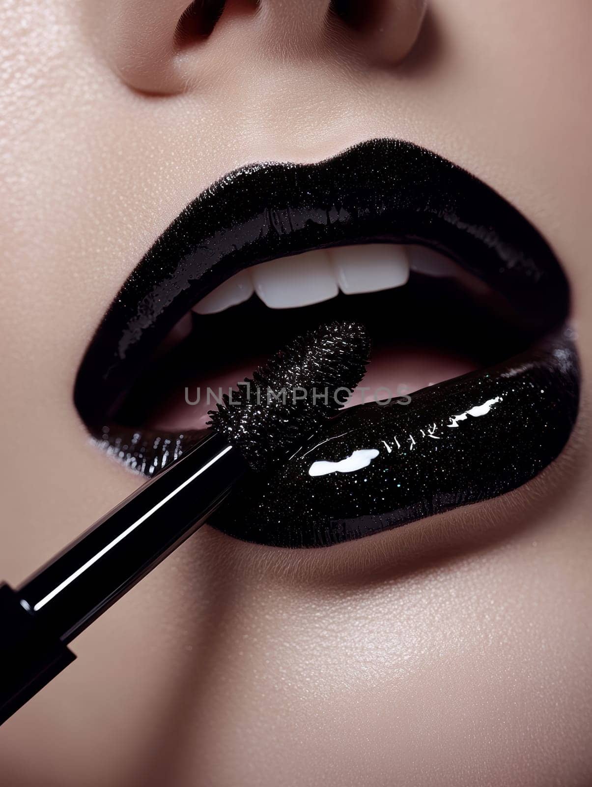 Fashionable types of lipsticks,red, black, pink and maroon. AI generative.