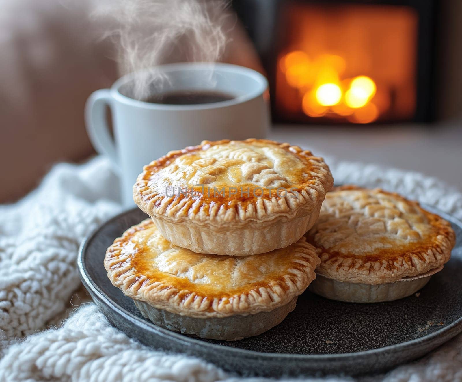 Freshly baked pies with filling. AI generative.