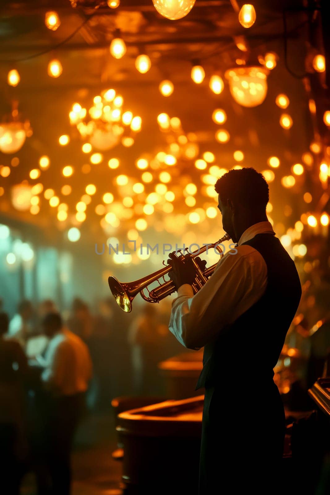 a jazz bar stage. AI generative.