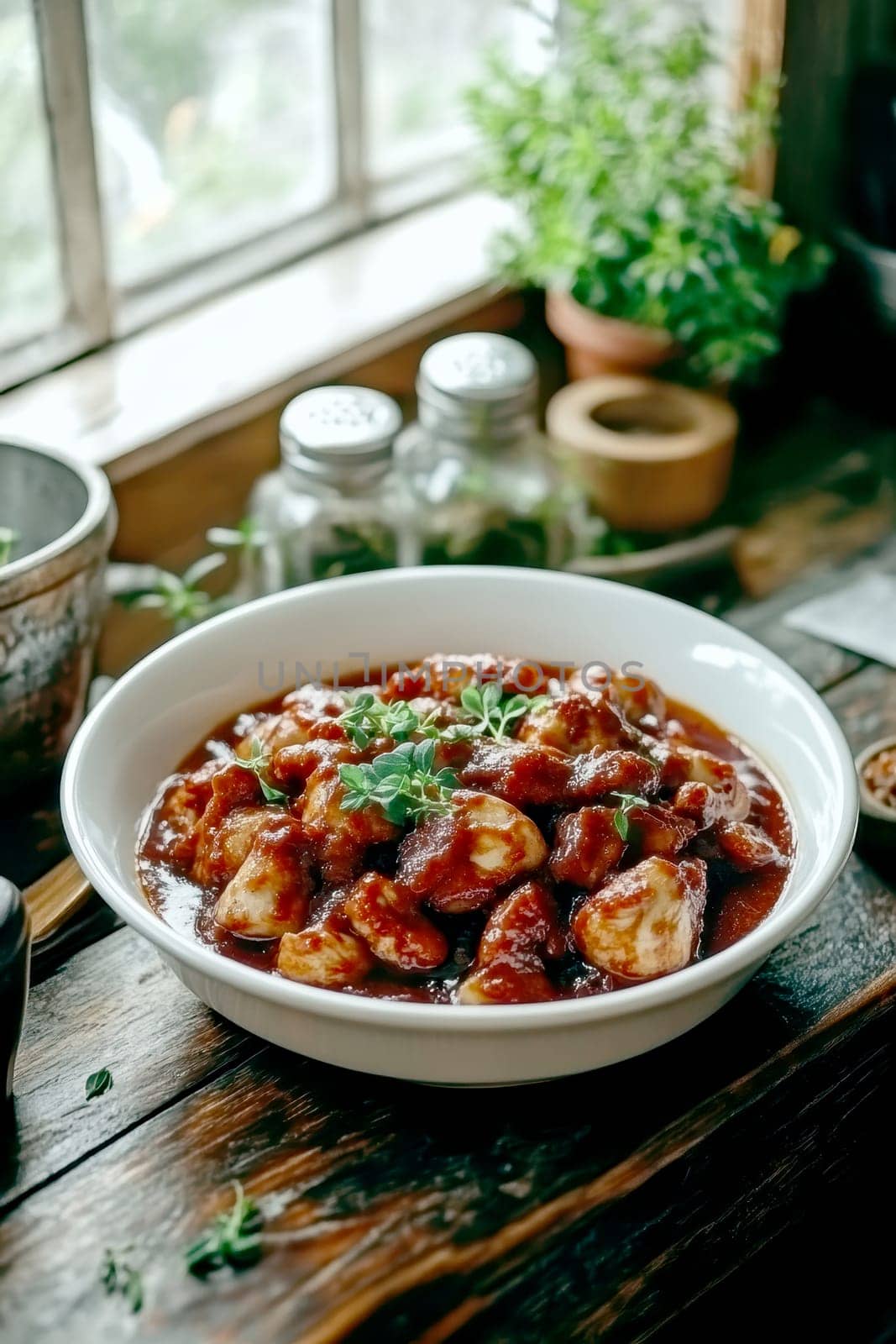 Chicken Masala dish. AI generative.
