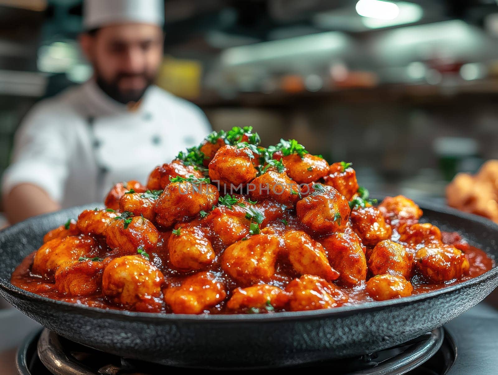 Chicken Masala dish. AI generative.