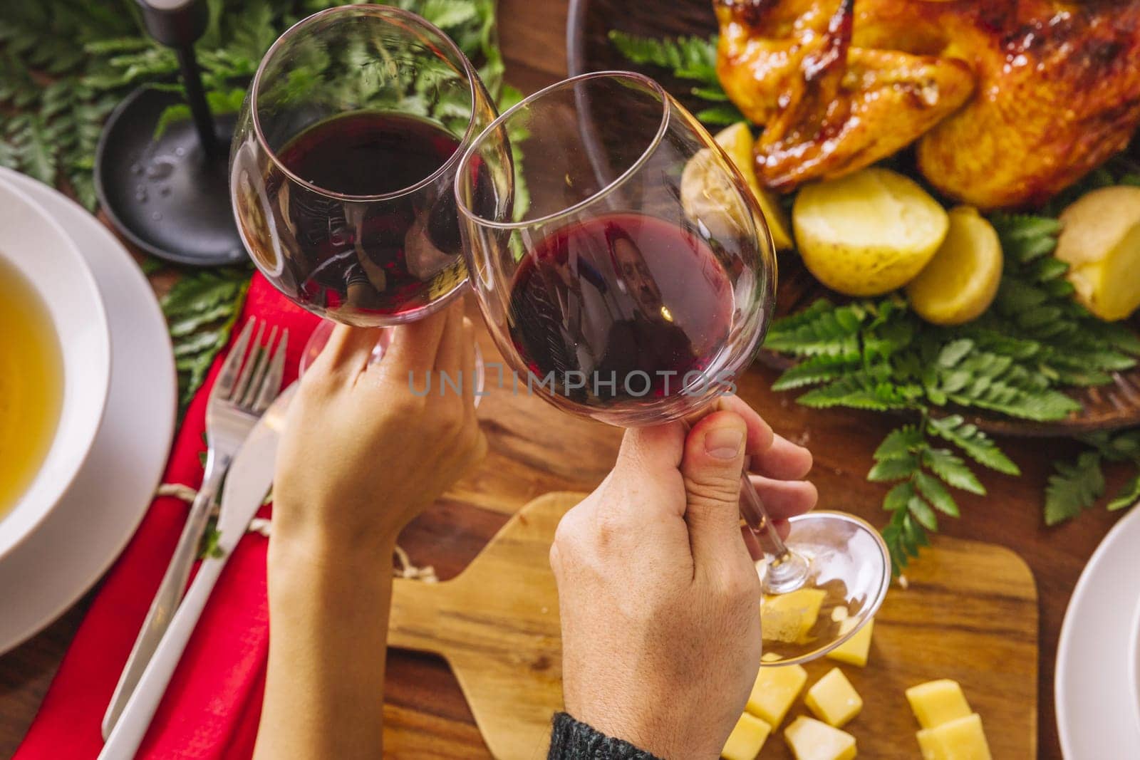 toasting with two glasses wine. Resolution and high quality beautiful photo