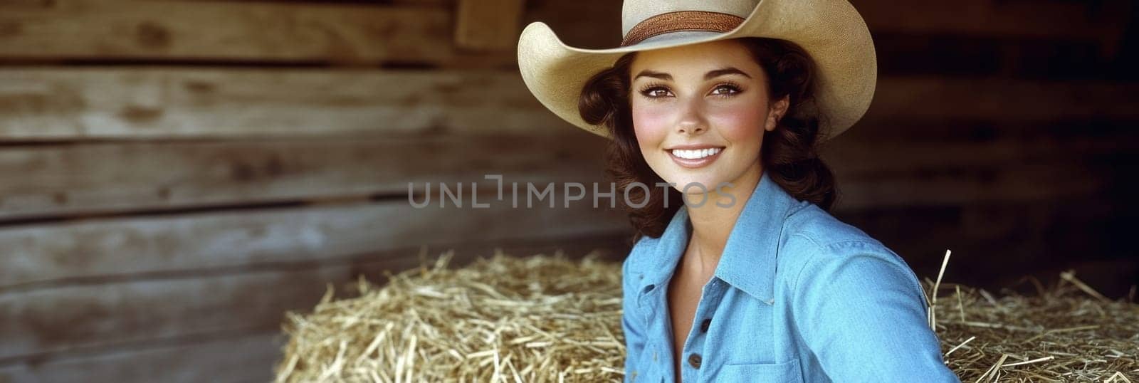 A beautiful cowgirl in jeans . AI generative.
