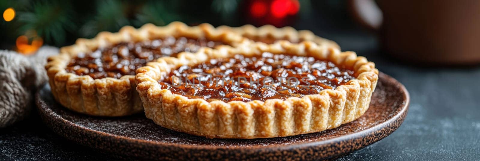 Freshly baked pies with filling. AI generative.