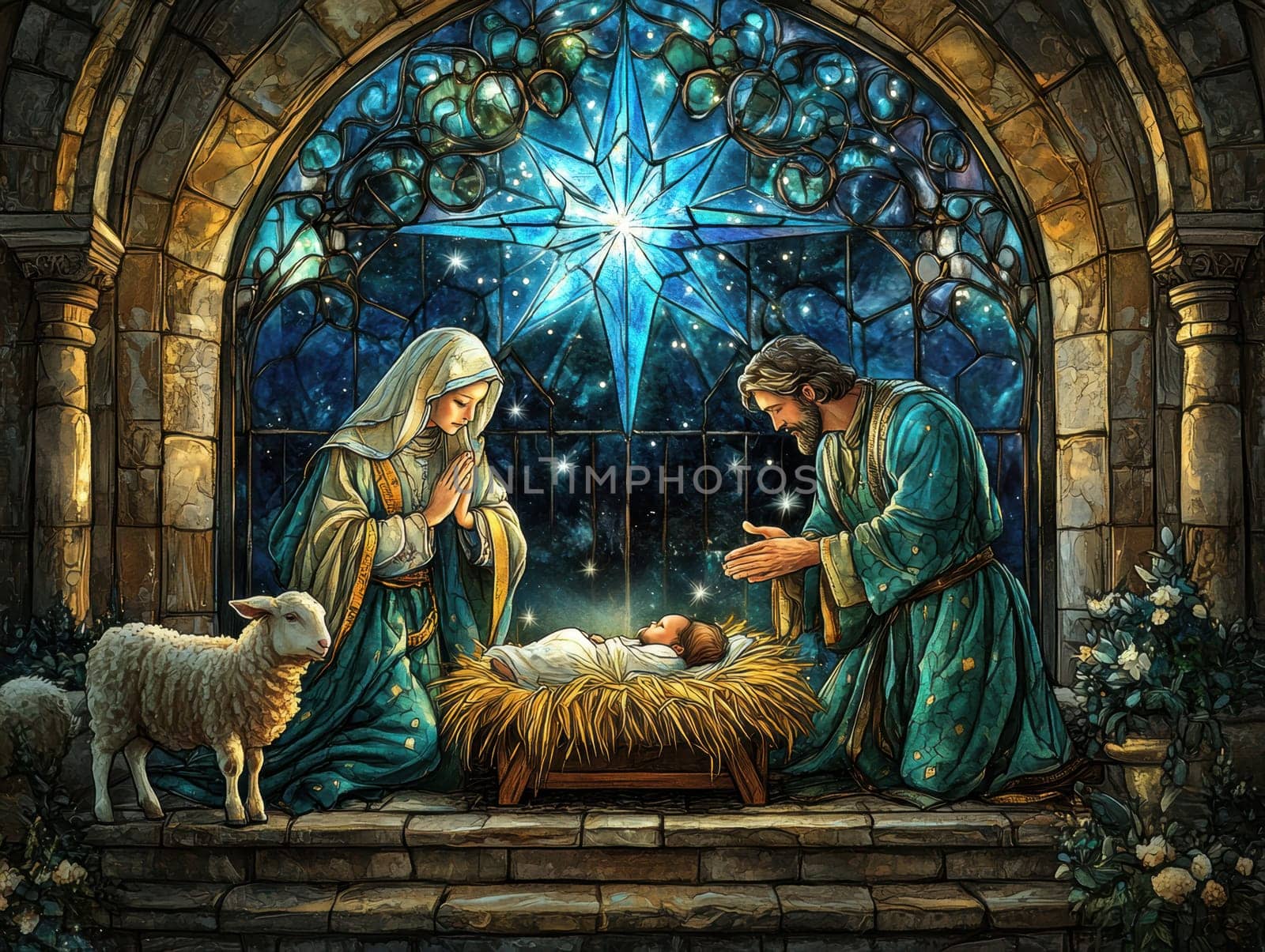 Sacred family. AI generative.
