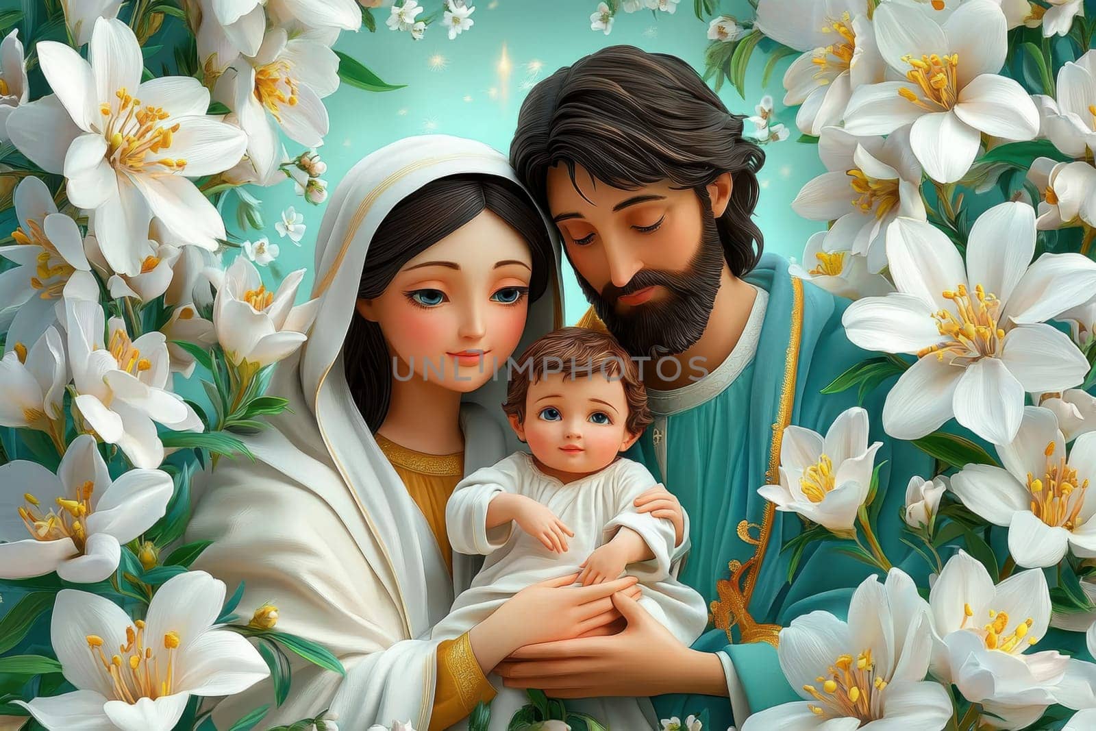 Sacred family. AI generative.