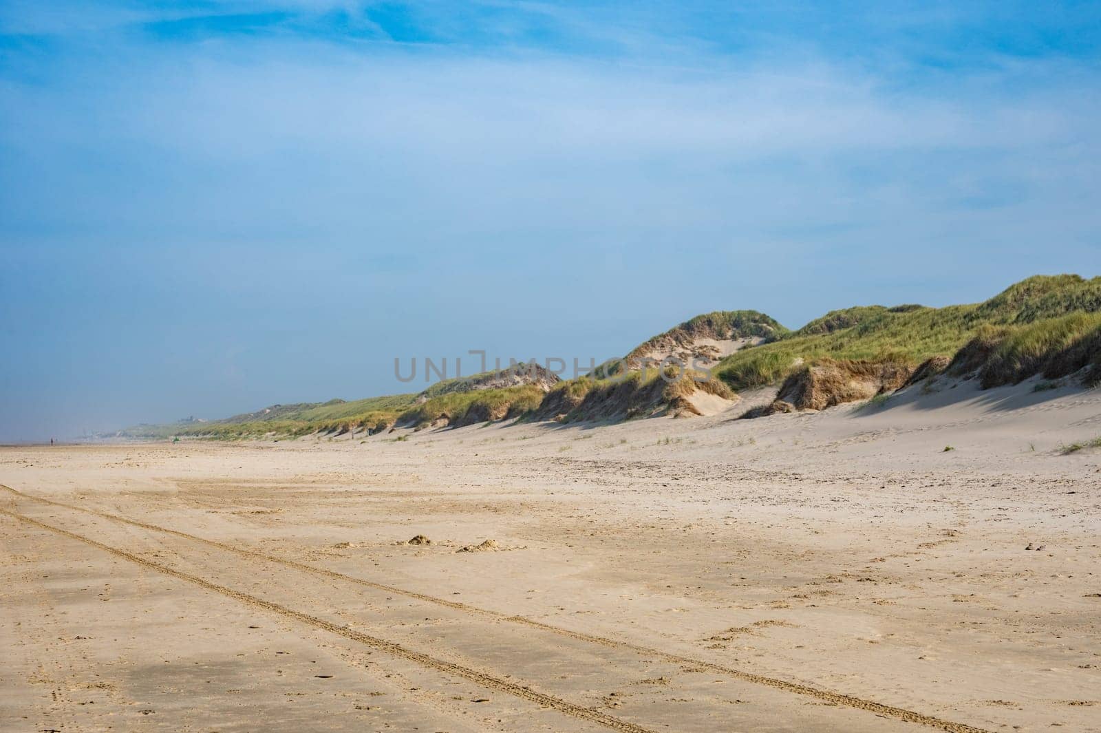 Sandy beach and dunes on the North Sea coast in the Netherlands