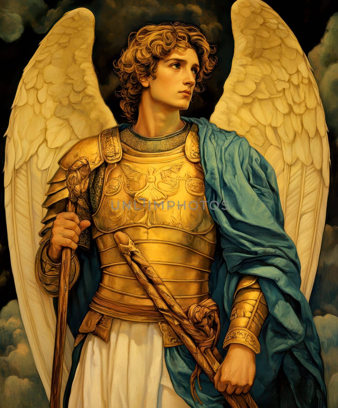 Archangel Saint Raphael. AI generative.