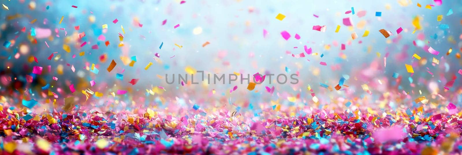 coloured confetti as a white New Year's background. AI generative.