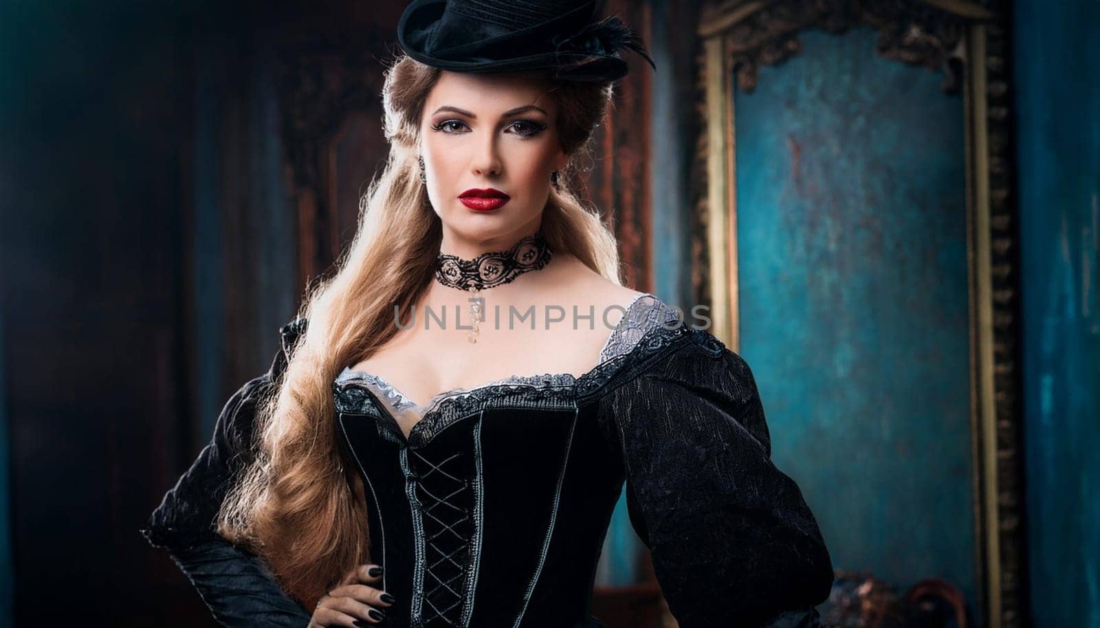 pretty young gothic woman, AI generated image