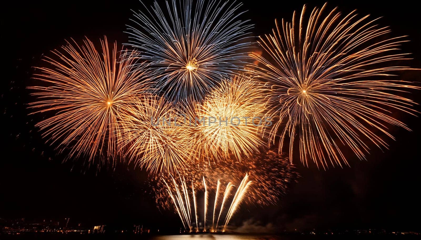 fireworks at night over black sky, AI generated image