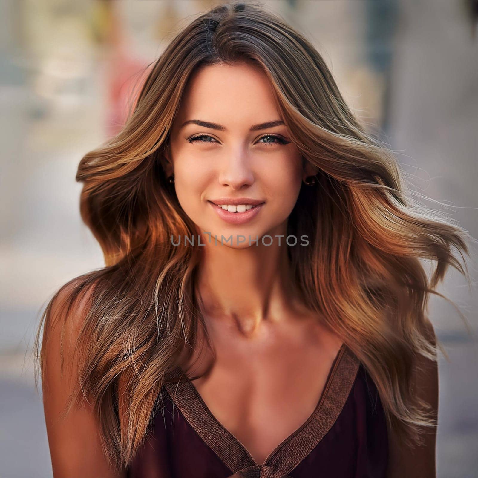 pretty young woman smiling, AI generated image
