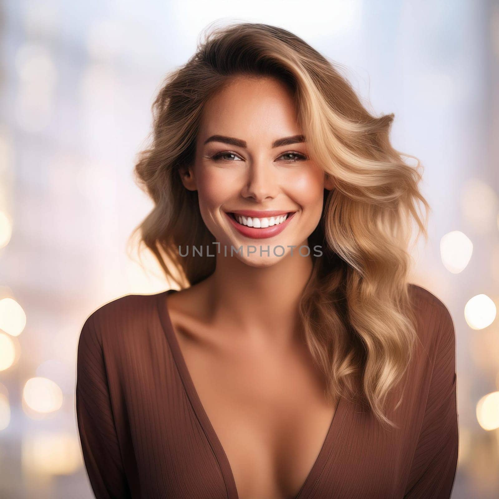 pretty young woman smiling, AI generated image